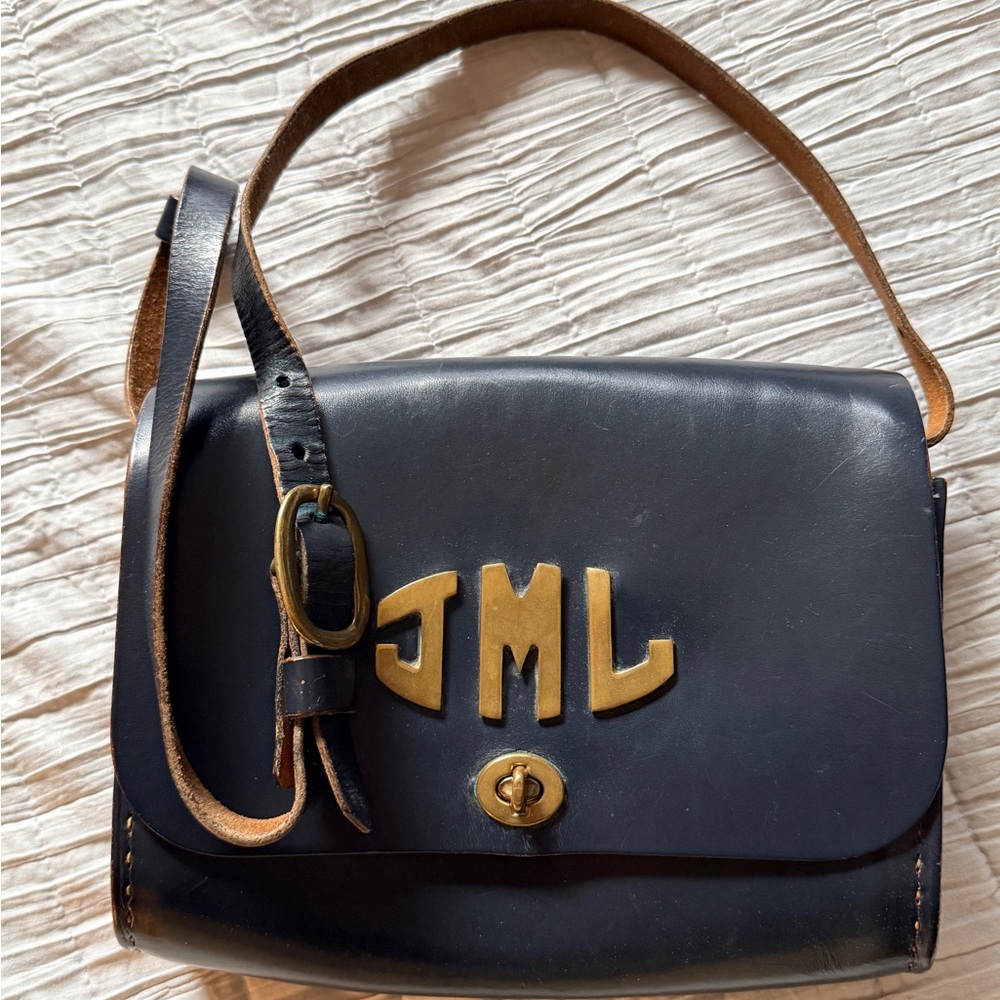 Vintage 1960’s Thom Hird High Quality Navy Leather Shoulder Bag